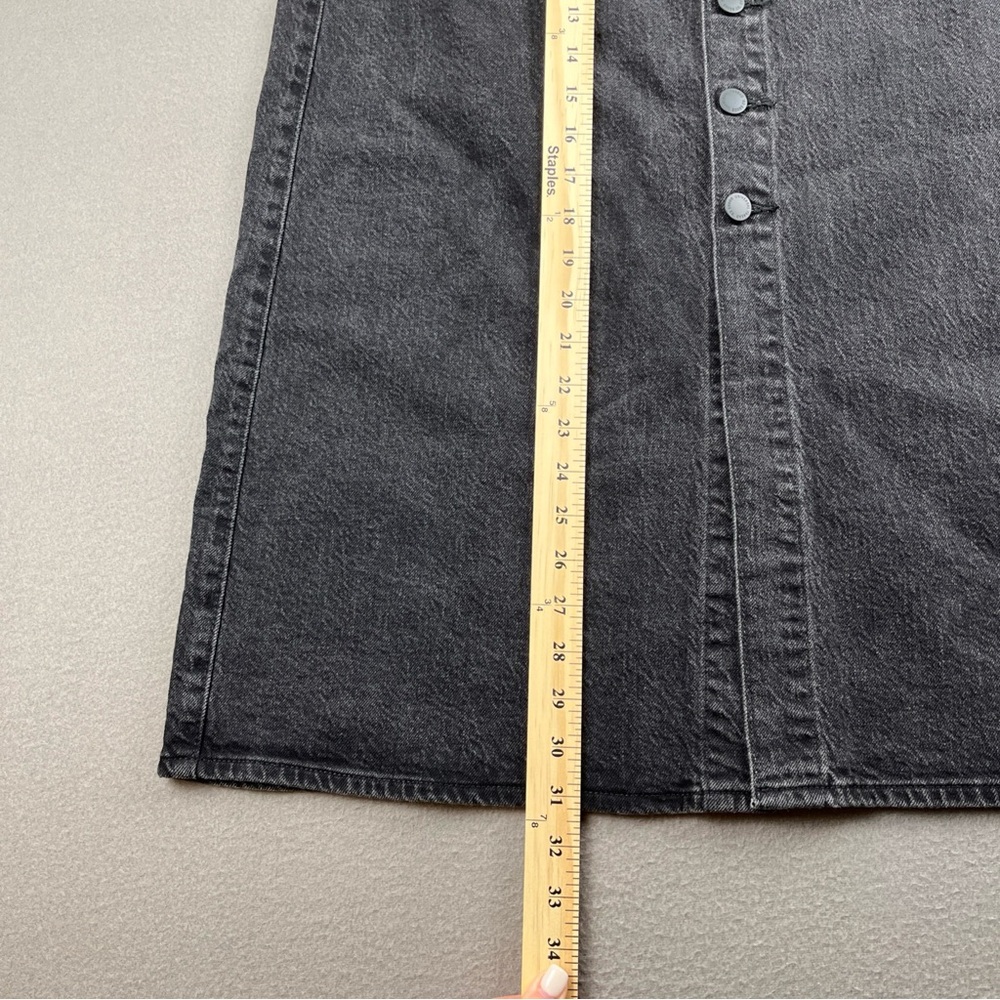 Universal Thread Black Denim Button-Front Midi Sk… - image 3